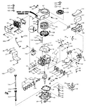 Engine Diagram and Parts List for 143386122  Craftsman Engine