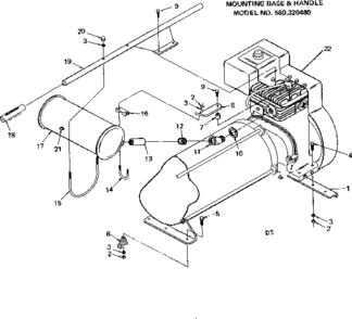 Mounting Base & Handle Diagram and Parts List for 580320480  Craftsman Engine