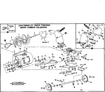 Engine Diagram and Parts List for 536905800  Craftsman Snow Blower