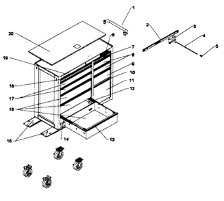 Tool Drawer Diagram and Parts List for 706134970  Craftsman Tool Stand & Cart