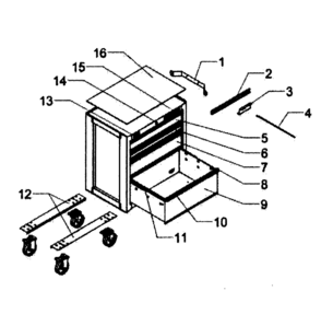 Tool Cabinet Diagram and Parts List for 706620190  Craftsman Tool Stand & Cart