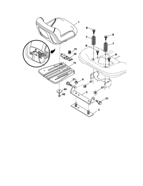 Seat Diagram and Parts List for 917289070  Craftsman Lawn Tractor
