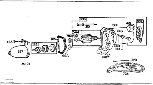 Motor Assembly Diagram and Parts List for 500130200  Craftsman Engine