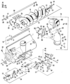 Auger Assembly Diagram and Parts List for 842240741  Craftsman Snow Blower