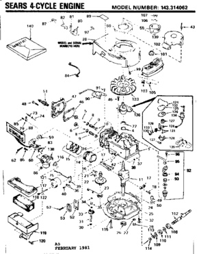 Replacement Parts Diagram and Parts List for 143314062  Craftsman Engine