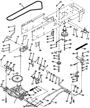 Drive Diagram and Parts List for 917258513  Craftsman Lawn Tractor