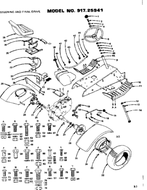 16 Garden Tractor/steering & Final Drive Diagram and Parts List for 91725941  Craftsman Chainsaw