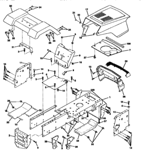 Chassis And Enclosures Diagram and Parts List for 917258515  Craftsman Lawn Tractor