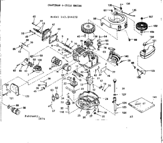 Replacement Parts Diagram and Parts List for 143244052  Craftsman Engine