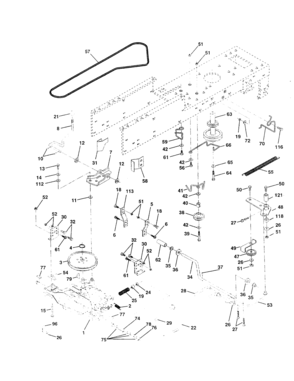 Drive Diagram and Parts List for 917252750  Craftsman Lawn Tractor