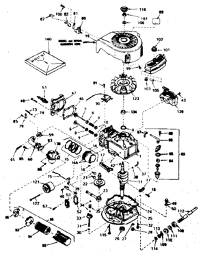 Engine Diagram and Parts List for 143354202  Craftsman Engine