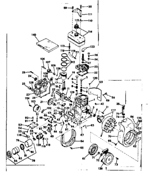 Basic Engine Diagram and Parts List for 143541142  Craftsman Engine