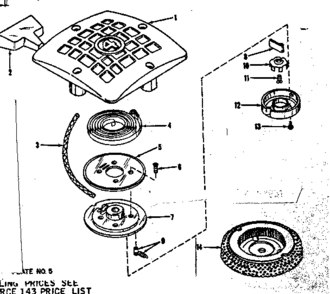 Rewind Starter Diagram and Parts List for 14340600  Craftsman Engine