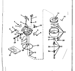 Carburetor No. 631128. Diagram and Parts List for 143176052  Craftsman Engine