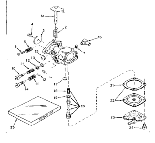 Carburetor No. 631243 Diagram and Parts List for 143173012  Craftsman Engine