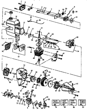 Engine Diagram and Parts List for 358798271  Craftsman Trimmer