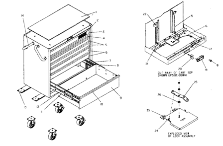 Tool Cart Diagram and Parts List for 706619931  Craftsman Tool Stand & Cart