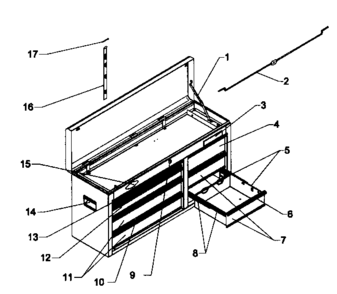 Tool Chest Diagram and Parts List for 706619641  Craftsman Tool Stand & Cart