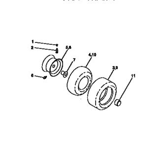 Wheels And Tires Diagram and Parts List for 917271110  Craftsman Lawn Tractor