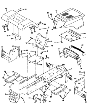 Chassis And Enclosures Diagram and Parts List for 917258500  Craftsman Lawn Tractor