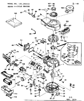 Replacement Parts Diagram and Parts List for 143294042  Craftsman Engine