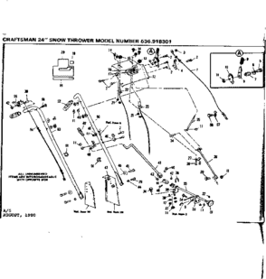Handle Assembly Diagram and Parts List for 536918301  Craftsman Snow Blower