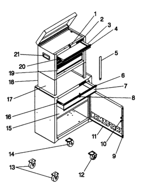 Tool Box Diagram and Parts List for 706657776  Craftsman Tool Stand & Cart