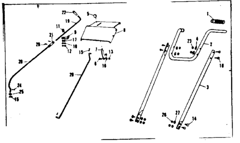 Handle Assembly Diagram and Parts List for 53682134  Craftsman Snow Blower