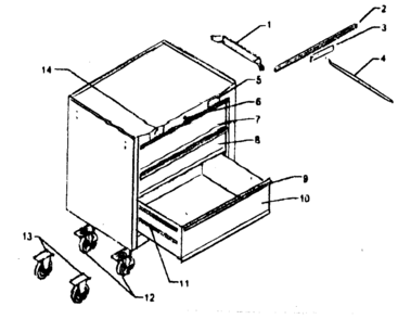 Chest Diagram and Parts List for 502595110  Craftsman Tool Stand & Cart
