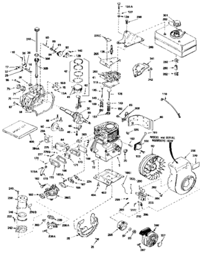 Replacement Parts Diagram and Parts List for 143836112  Craftsman Engine