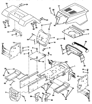 Chassis And Enclosures Diagram and Parts List for 917258510  Craftsman Lawn Tractor