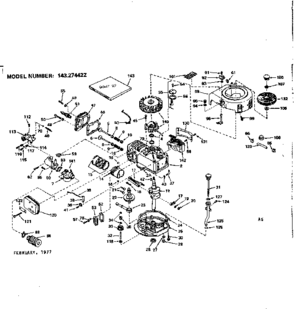 Engine Diagram and Parts List for 143274422  Craftsman Engine