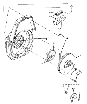 Shroud & Rewind Starter No. 590466 Diagram and Parts List for 917350720  Craftsman Chainsaw