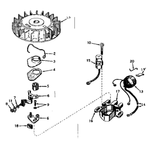 Magneto No. 610690a Diagram and Parts List for 143571002  Craftsman Engine