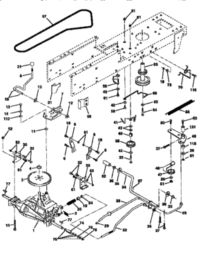 Drive Diagram and Parts List for 917256812  Craftsman Lawn Tractor
