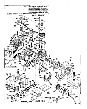 Basic Engine Diagram and Parts List for 143566152  Craftsman Engine