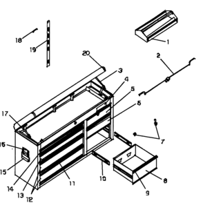 Tool Box Diagram and Parts List for 706599231  Craftsman Tool Stand & Cart