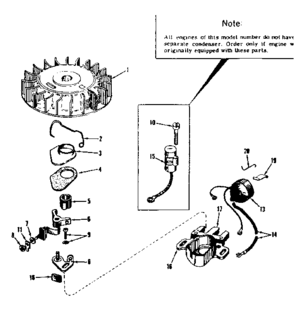 Magneto Diagram and Parts List for 143536012  Craftsman Engine
