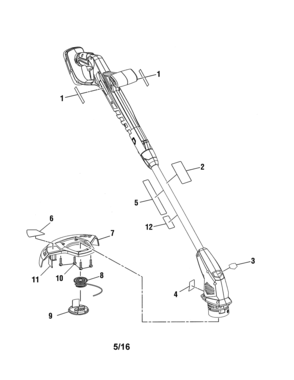 String Trimmer Diagram and Parts List for 315CR2007  Craftsman Trimmer