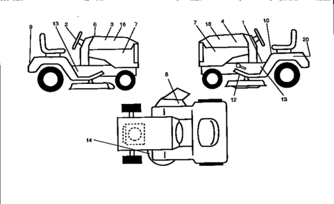 Decals Diagram and Parts List for 917259020  Craftsman Lawn Tractor