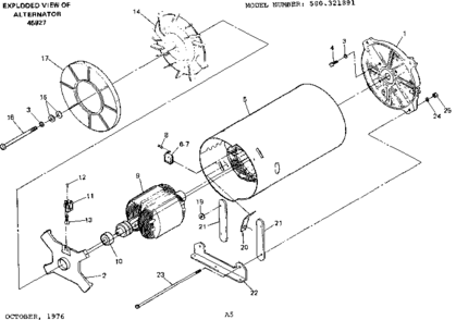 Alternator Diagram and Parts List for 580321891  Craftsman Engine
