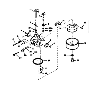 Carburetor Diagram and Parts List for 143376022  Craftsman Engine