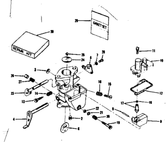 Carburetor No. 29349 Diagram and Parts List for 14350200  Craftsman Engine