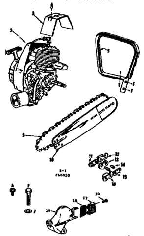Engine/ Chain And Guide Bar Diagram and Parts List for 91760050  Craftsman Chainsaw