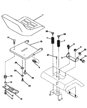 Seat Assembly Diagram and Parts List for 917256662  Craftsman Lawn Tractor