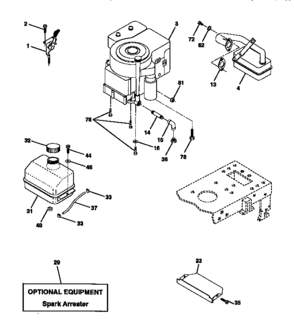 Engine Diagram and Parts List for 917270612  Craftsman Lawn Tractor