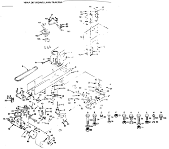 Drive Diagram and Parts List for 917255725  Craftsman Lawn Tractor