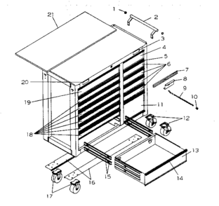 Cabinet Parts Diagram and Parts List for 706619312  Craftsman Tool Stand & Cart