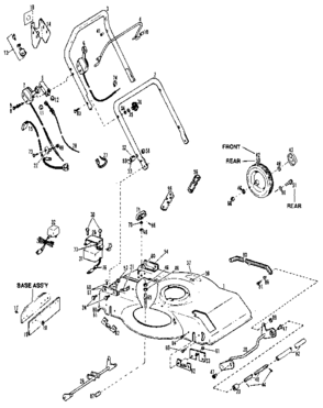 Handle Assembly Diagram and Parts List for 88981  Craftsman Lawn Mower