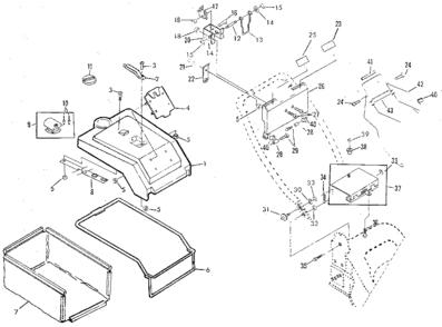 Lift Top Catcher Diagram and Parts List for 917384030  Craftsman Lawn Mower